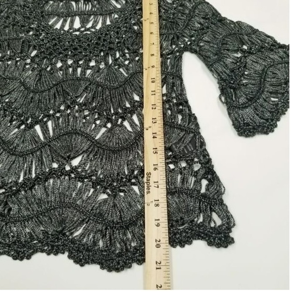 Sloni Crochet Knit Metallic Thread Bell Sleeve Top Womens XS/S Bohemian Festival - Picture 7 of 7
